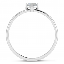 14K White Gold 4mm Round Opal Birthstone Ring