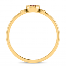 14K Yellow Gold 4mm Round Garnet Millgrain Birthstone Ring
