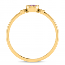 14K Yellow Gold 4mm Round Amethyst Millgrain Birthstone Ring