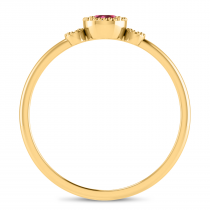 14K Yellow Gold 4mm Round Pink Tourmaline Millgrain Birthstone Ring