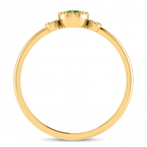 14K Yellow Gold 4mm Round Peridot Millgrain Birthstone Ring