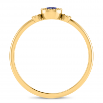 14K Yellow Gold 4mm Round Sapphire Millgrain Birthstone Ring
