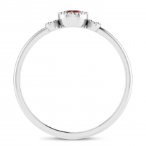 14K White Gold 4mm Round Garnet Millgrain Birthstone Ring