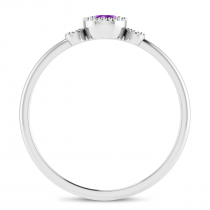 14K White Gold 4mm Round Amethyst Millgrain Birthstone Ring