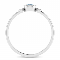 14K White Gold 4mm Round Aquamarine Millgrain Birthstone Ring