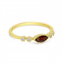 14K Yellow Gold Marquise Garnet and Diamond Semi Precious Stackable Ring