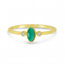 10K Yellow Gold Marquis Emerald Birthstone Ring