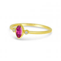 14K Yellow Gold Marquis Pink Tourmaline Birthstone Ring