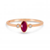 10K Rose Gold Marquis Ruby Birthstone Ring