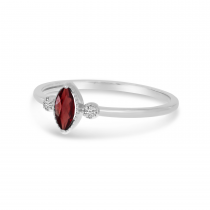 10K White Gold Marquis Garnet Birthstone Ring