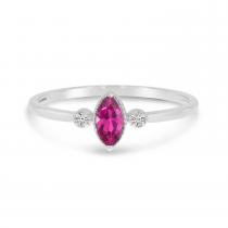 10K White Gold Marquis Pink Tourmaline Birthstone Ring