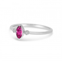10K White Gold Marquis Pink Tourmaline Birthstone Ring