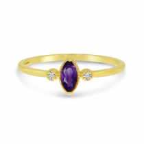 14K Yellow Gold Marquis Amethyst Birthstone Ring