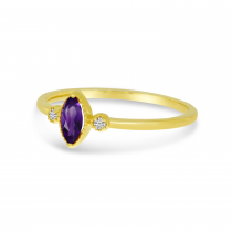 14K Yellow Gold Marquis Amethyst Birthstone Ring