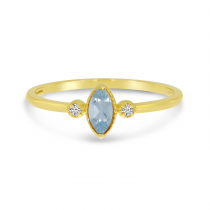 14K Yellow Gold Marquis Aquamarine Birthstone Ring