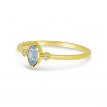 14K Yellow Gold Marquis Aquamarine Birthstone Ring