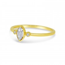 14K Yellow Gold Marquis White Topaz Birthstone Ring