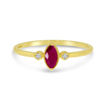 14K Yellow Gold Marquis Ruby Birthstone Ring