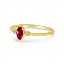 14K Yellow Gold Marquis Ruby Birthstone Ring