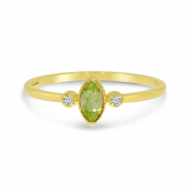 14K Yellow Gold Marquis Peridot Birthstone Ring