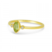 14K Yellow Gold Marquis Peridot Birthstone Ring