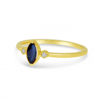 14K Yellow Gold Marquis Sapphire Birthstone Ring