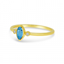 14K Yellow Gold Marquis Blue Topaz Birthstone Ring
