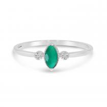 14K White Gold Marquis Emerald Birthstone Ring