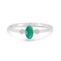 14K White Gold Marquis Emerald Birthstone Ring