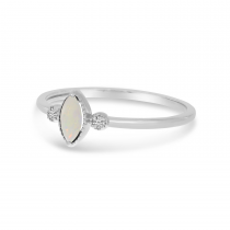 14K White Gold Marquis Opal Birthstone Ring