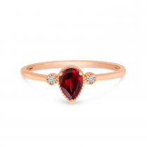 10K Rose Gold Pear Garnet Birthstone Ring