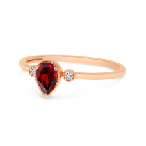 10K Rose Gold Pear Garnet Birthstone Ring