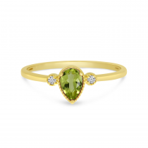 14K Yellow Gold Pear Peridot Birthstone Ring