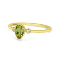 14K Yellow Gold Pear Peridot Birthstone Ring