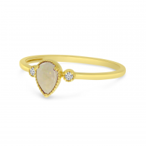 14K Yellow Gold Pear Opal Birthstone Ring