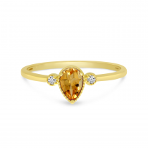 14K Yellow Gold Pear Citrine Birthstone Ring
