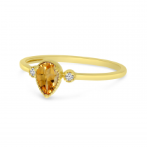 14K Yellow Gold Pear Citrine Birthstone Ring