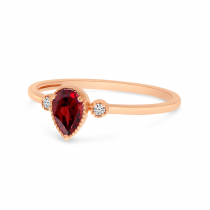 14K Rose Gold Pear Garnet Birthstone Ring