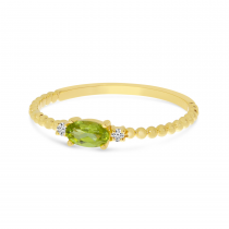 14K Yellow Gold East To West Oval Peridot Birthstone Ring