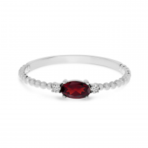 10K White Gold East To West Oval Garnet Birthstone Ring