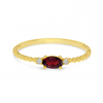 14K Yellow Gold East To West Oval Garnet Birthstone Ring