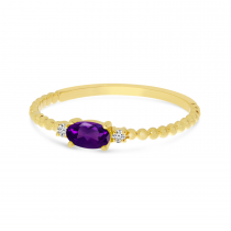 14K Yellow Gold East To West Oval Amethyst Birthstone Ring