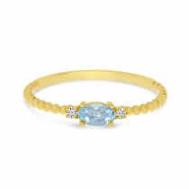 14K Yellow Gold East To West Oval Aquamarine Birthstone Ring