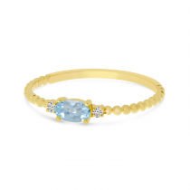 14K Yellow Gold East To West Oval Aquamarine Birthstone Ring