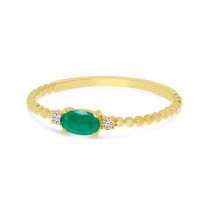 14K Yellow Gold East To West Oval Emerald Birthstone Ring