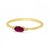 14K Yellow Gold East To West Oval Ruby Birthstone Ring
