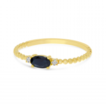 14K Yellow Gold East To West Oval Sapphire Birthstone Ring
