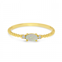 14K Yellow Gold East To West Oval Opal Birthstone Ring
