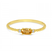 14K Yellow Gold East To West Oval Citrine Birthstone Ring