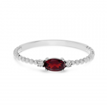 14K White Gold East To West Oval Garnet Birthstone Ring